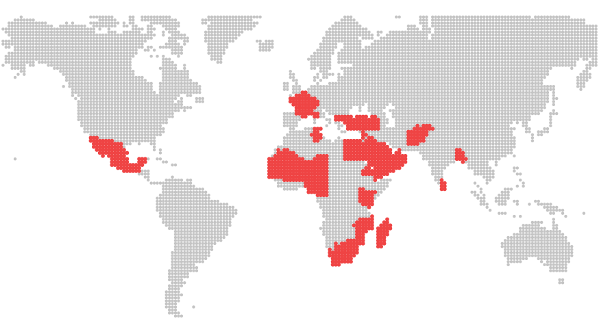 AMP worldwide operations coverage map